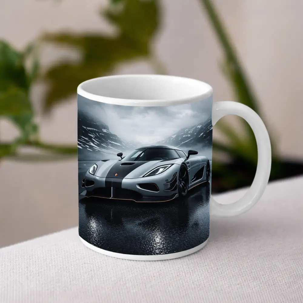 Koenigsegg Agera Wet Road Stormy Mountains – Mugs