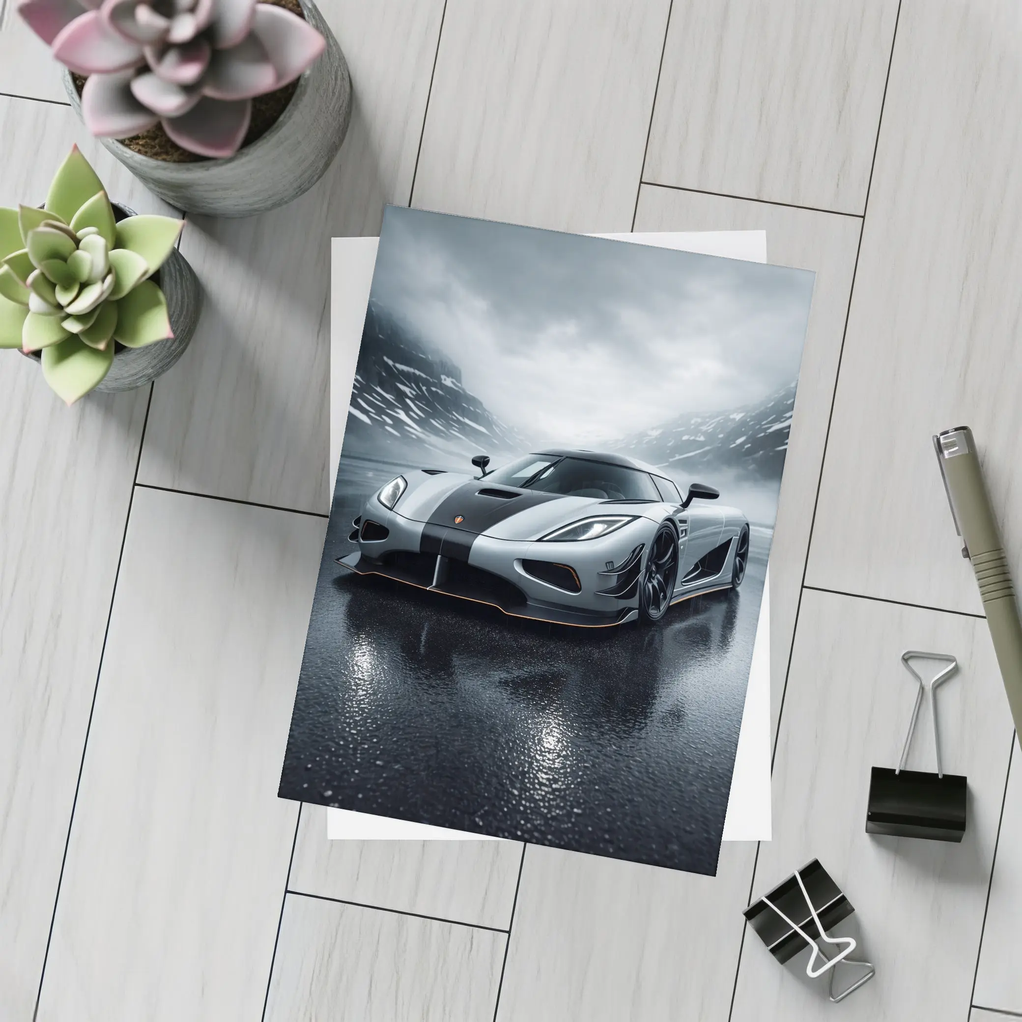 Koenigsegg Agera Wet Road Stormy Mountains – Postcards