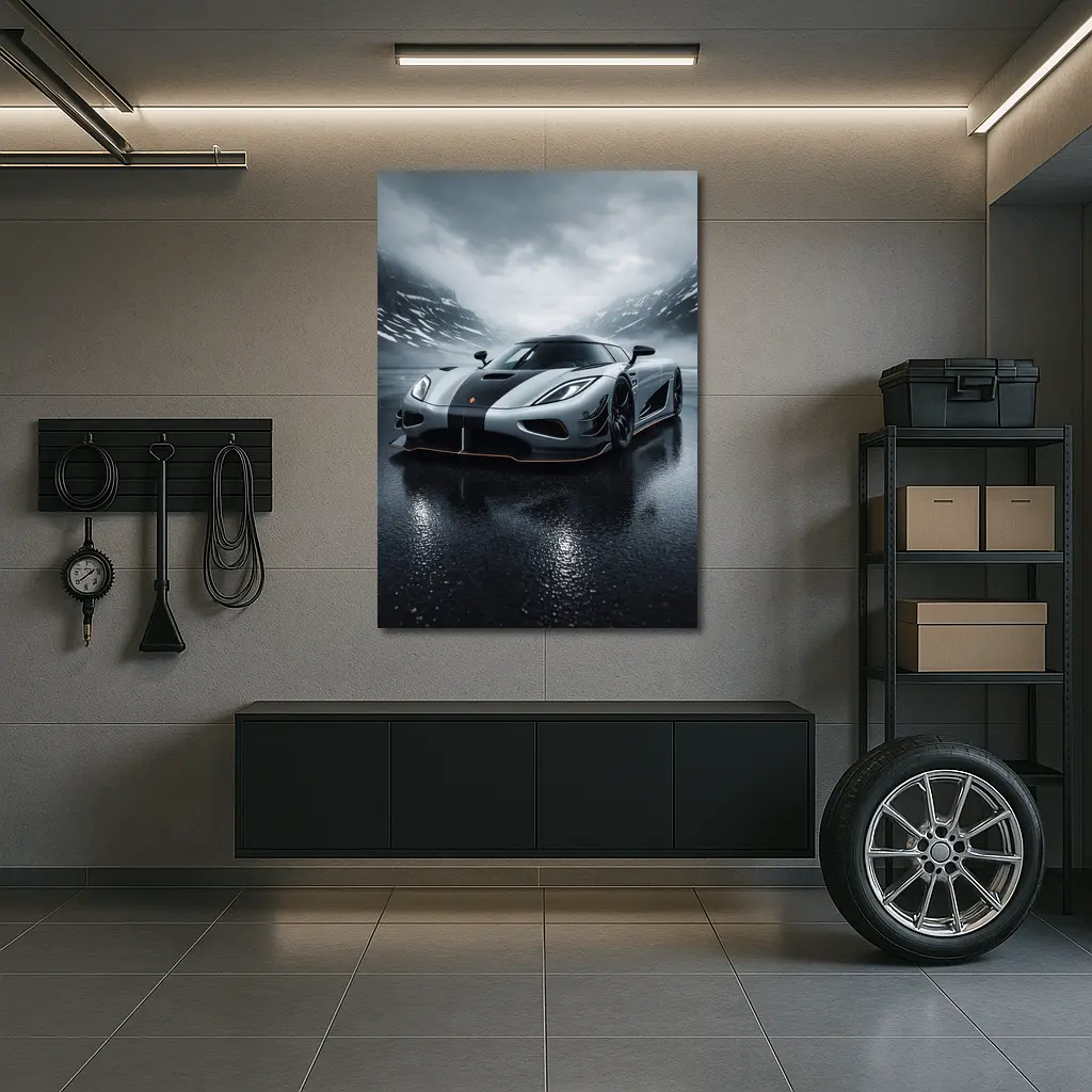 Koenigsegg Agera Wet Road Stormy Mountains – Wall Art