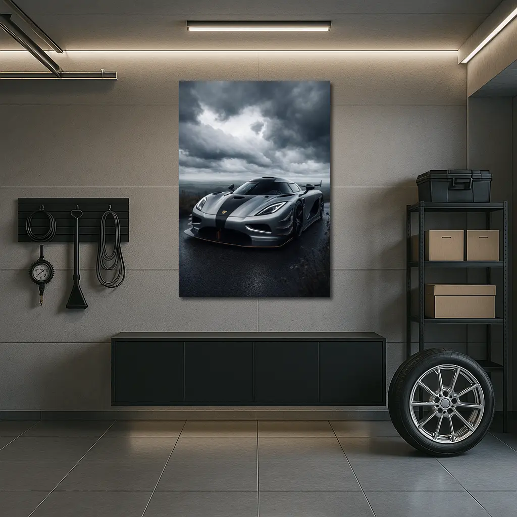 Koenigsegg Jesko Dark Cloudy Sky Road – Wall Art