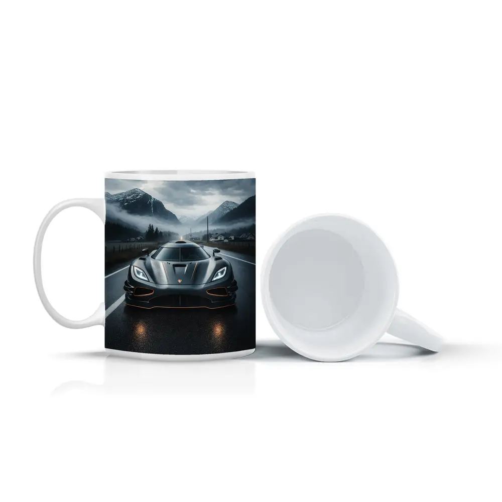 Koenigsegg Jesko Wet Road Mountain Backdrop – Mugs