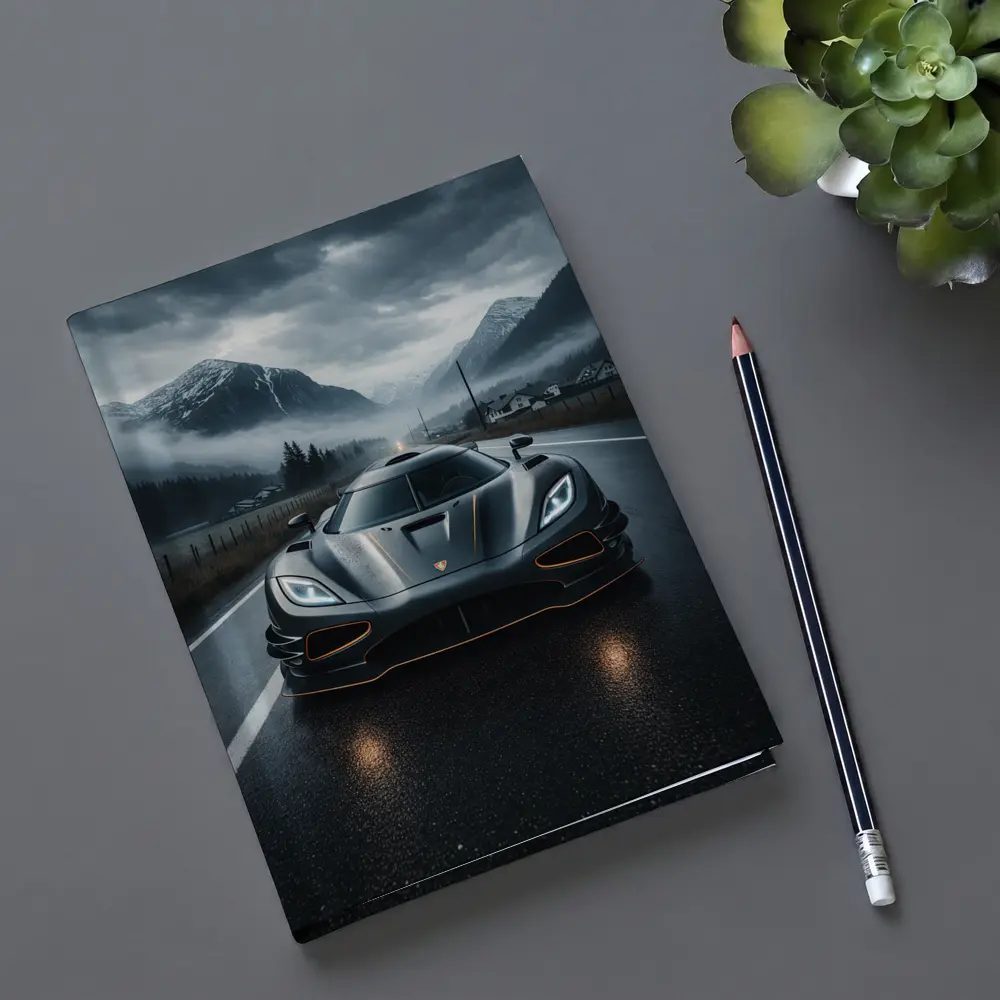 Koenigsegg Jesko Wet Road Mountain Backdrop – Notebooks