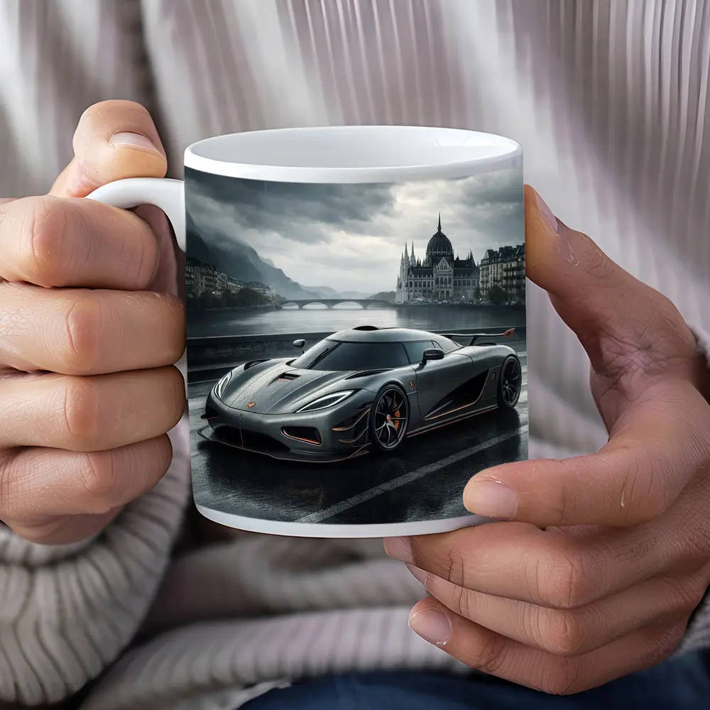 Koenigsegg Agera Rainy City Street Scene – Mugs