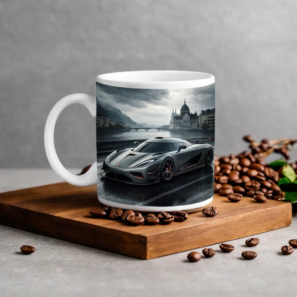 Koenigsegg Agera Rainy City Street Scene – Mugs