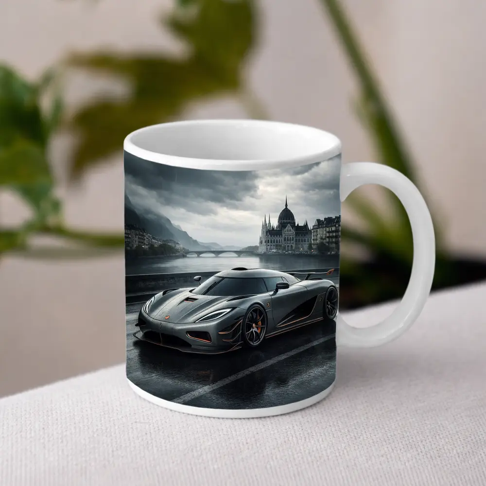 Koenigsegg Agera Rainy City Street Scene – Mugs
