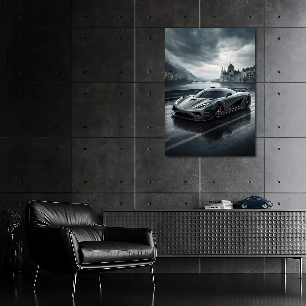 Koenigsegg Agera Rainy City Street Scene – Wall Art
