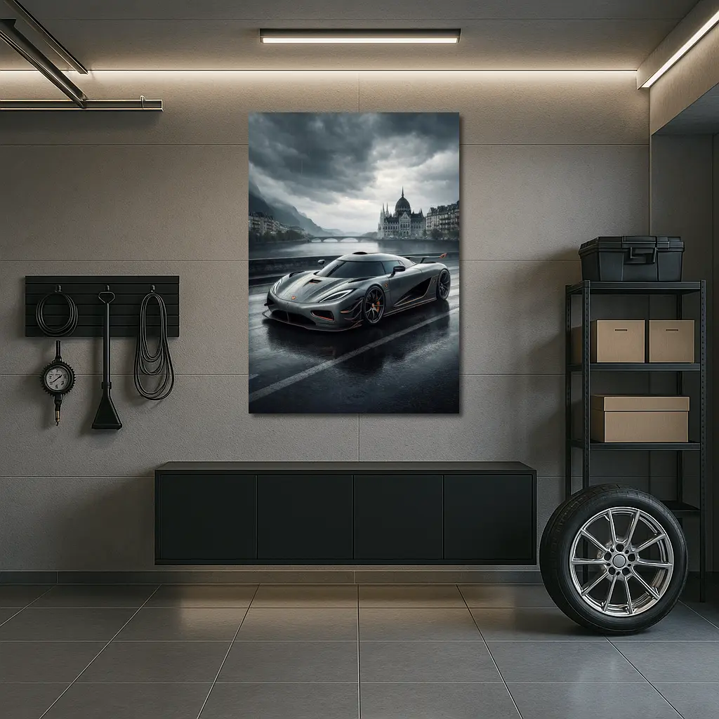 Koenigsegg Agera Rainy City Street Scene – Wall Art