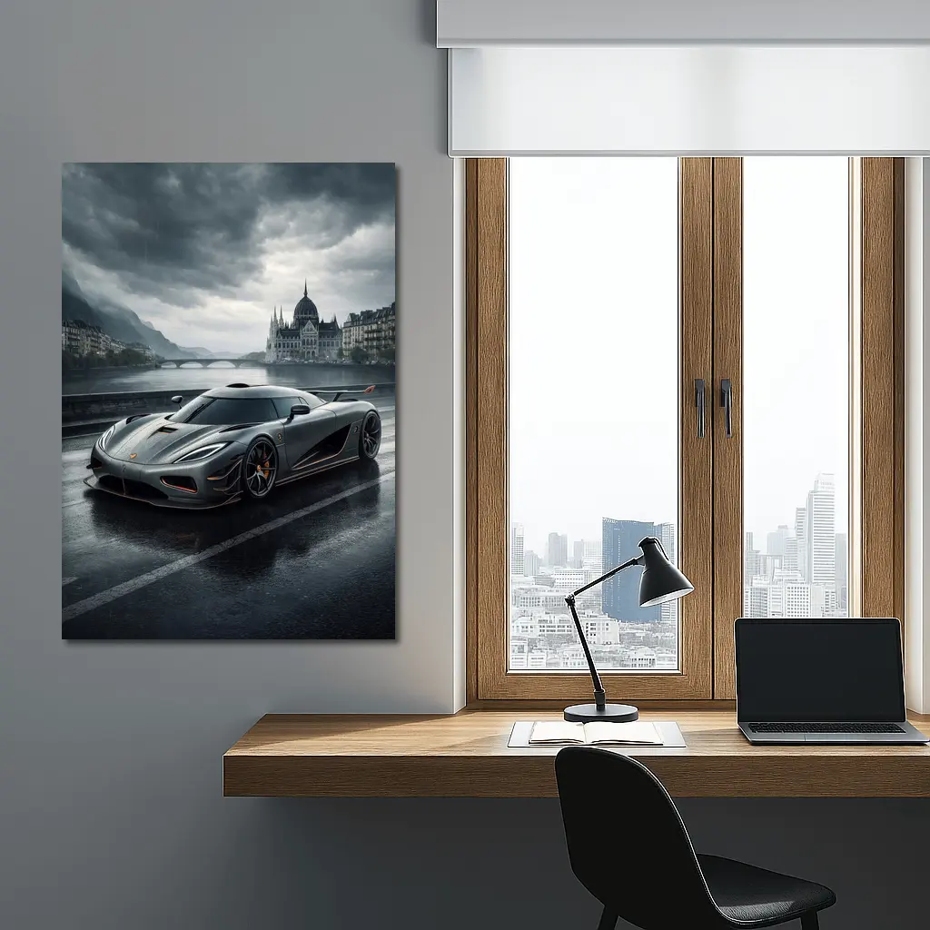Koenigsegg Agera Rainy City Street Scene – Wall Art