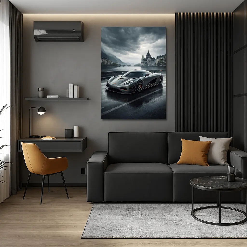 Koenigsegg Agera Rainy City Street Scene – Wall Art