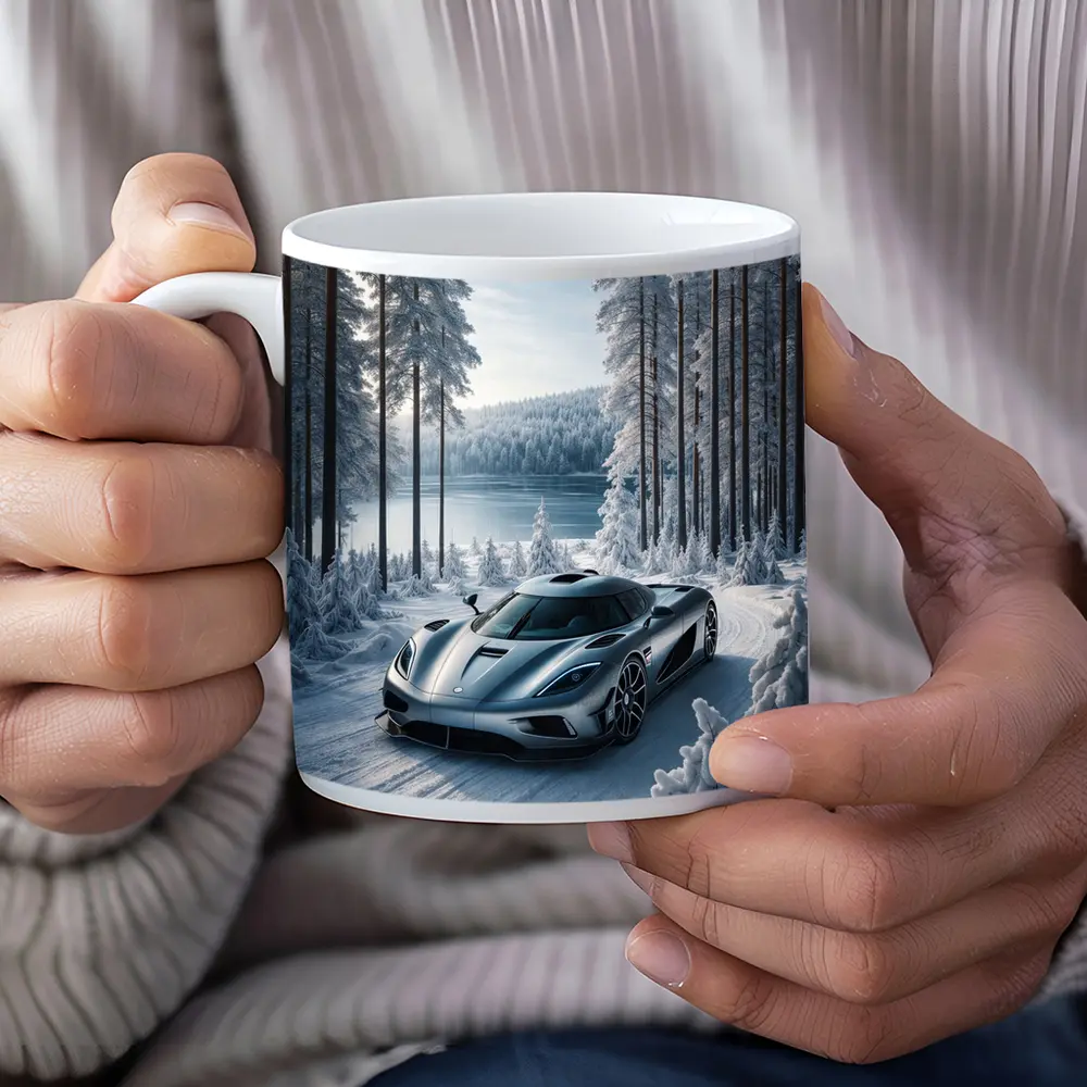 Koenigsegg Regera Supercar Snowy Forest Road – Mugs