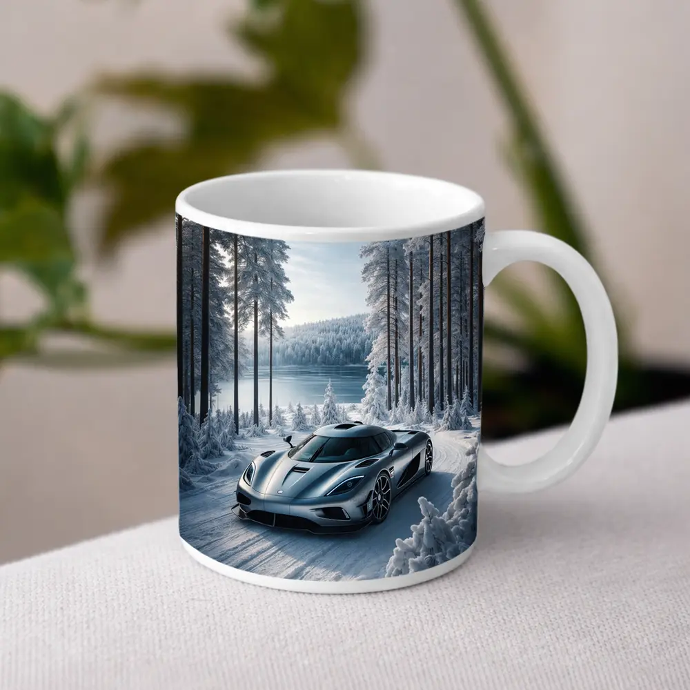 Koenigsegg Regera Supercar Snowy Forest Road – Mugs