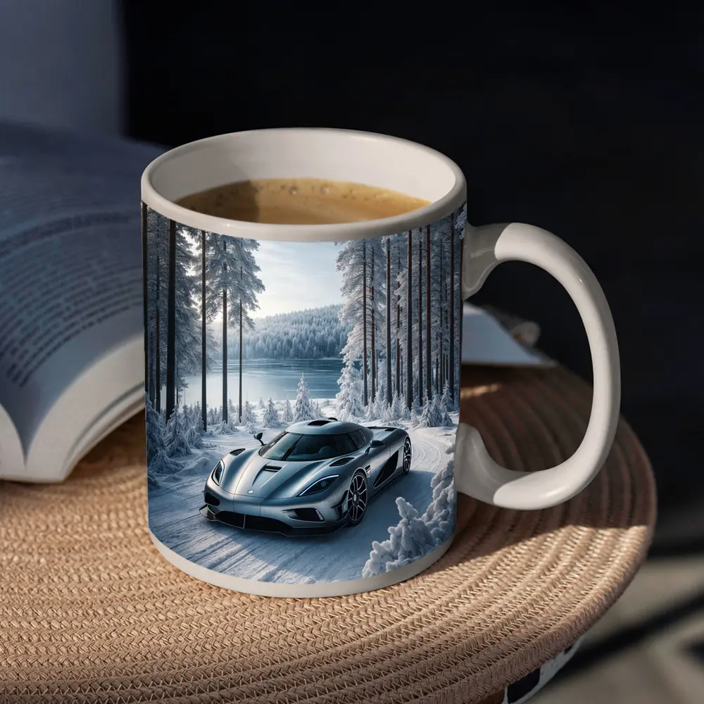Koenigsegg Regera Supercar Snowy Forest Road – Mugs