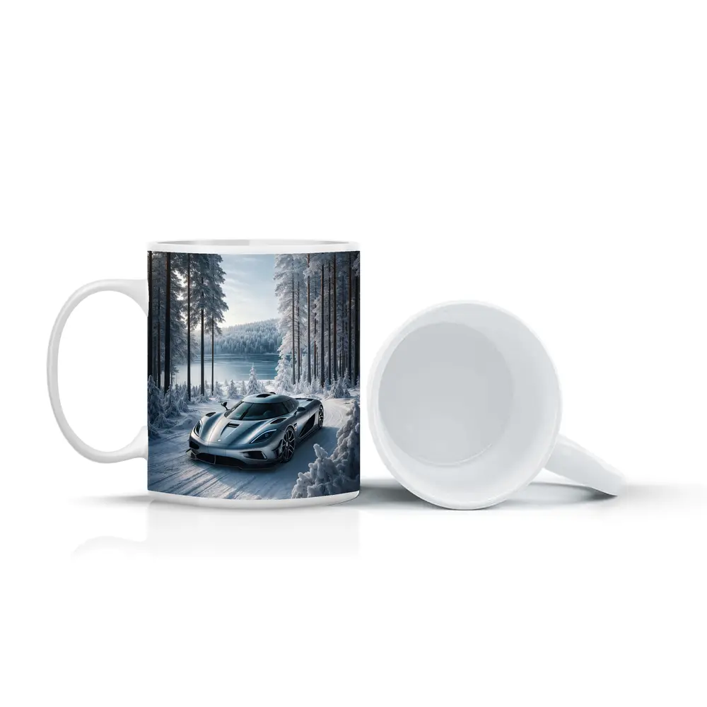 Koenigsegg Regera Supercar Snowy Forest Road – Mugs