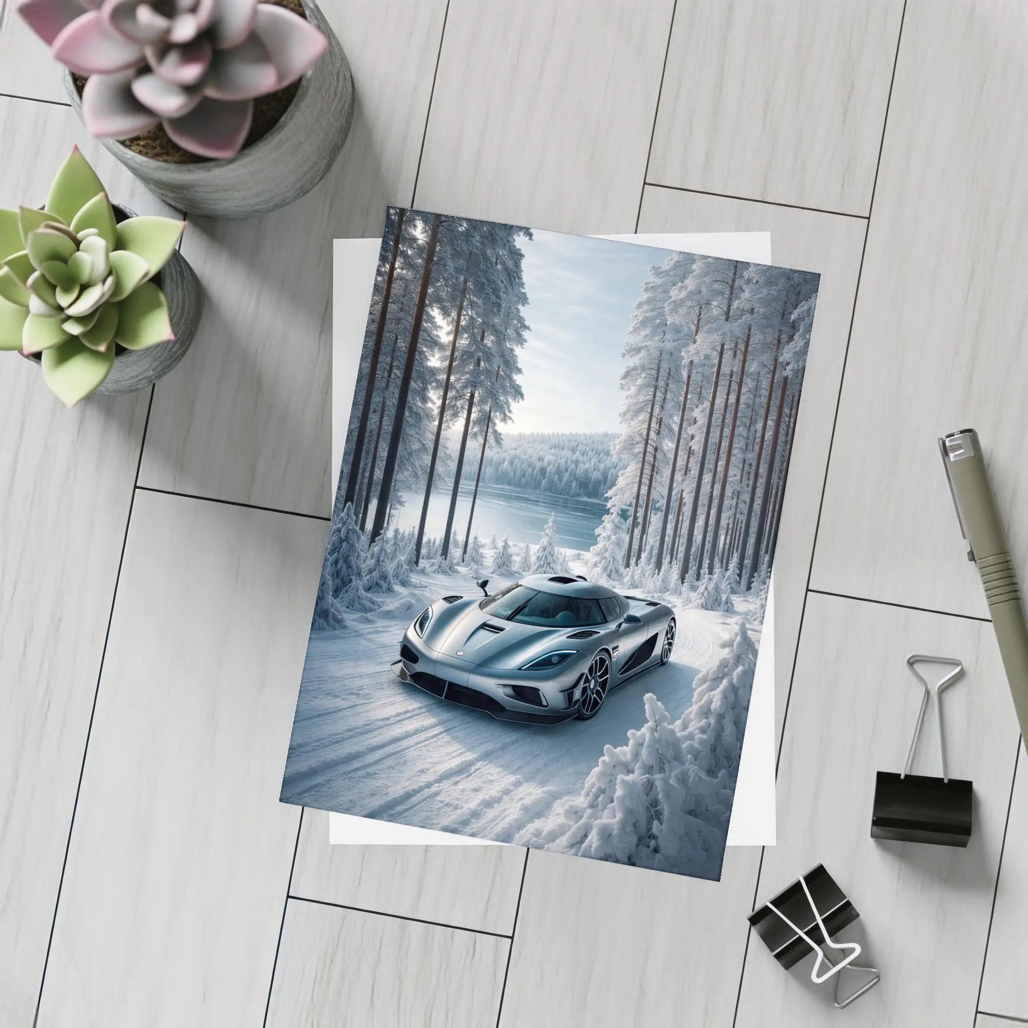 Koenigsegg Regera Supercar Snowy Forest Road – Postcards