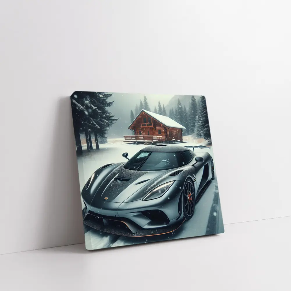 Koenigsegg Regera Grey Supercar Snowy Forest – Wall Art