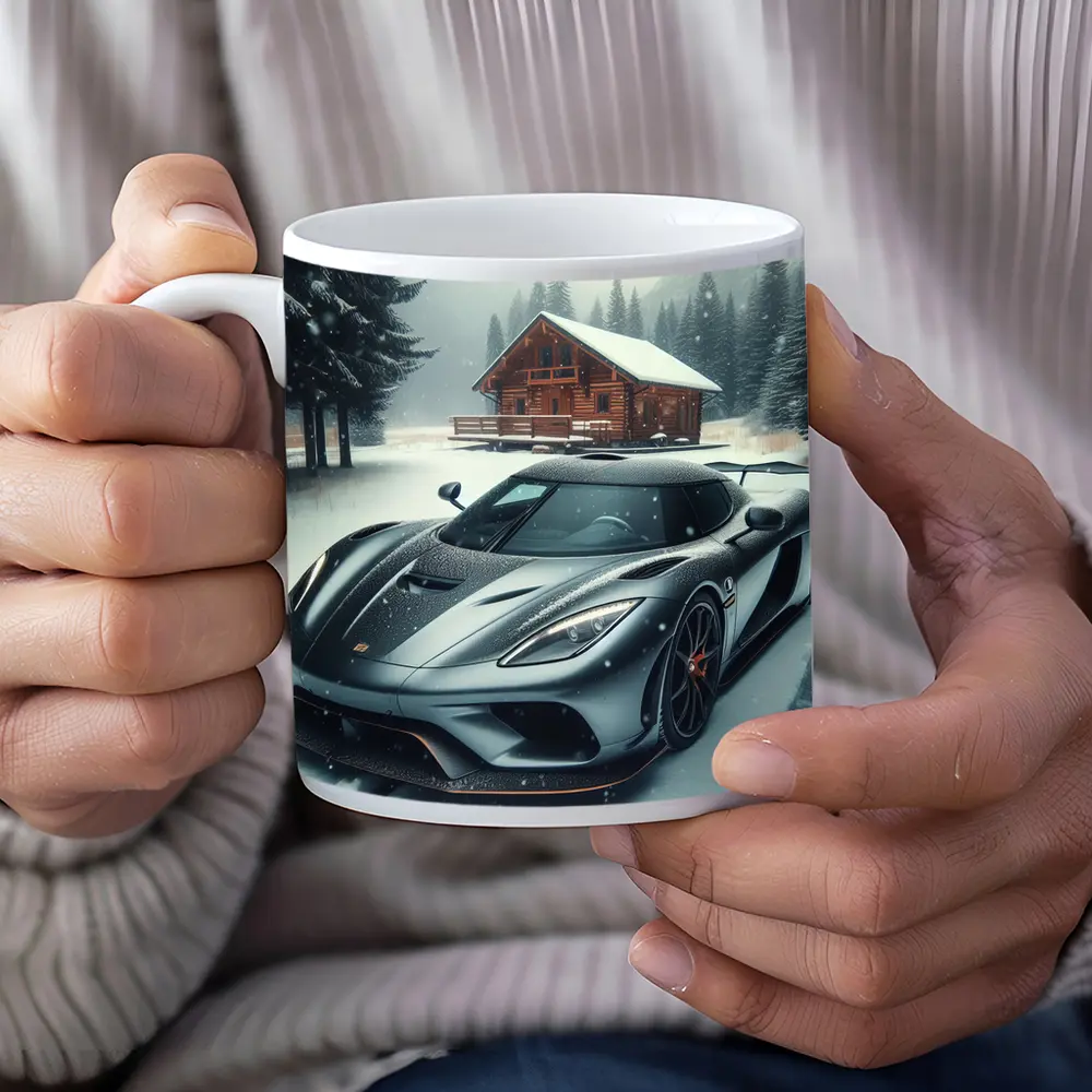 Koenigsegg Regera Grey Supercar Snowy Forest – Mugs