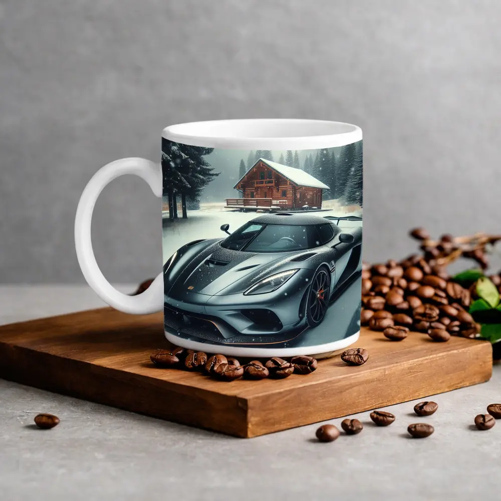 Koenigsegg Regera Grey Supercar Snowy Forest – Mugs
