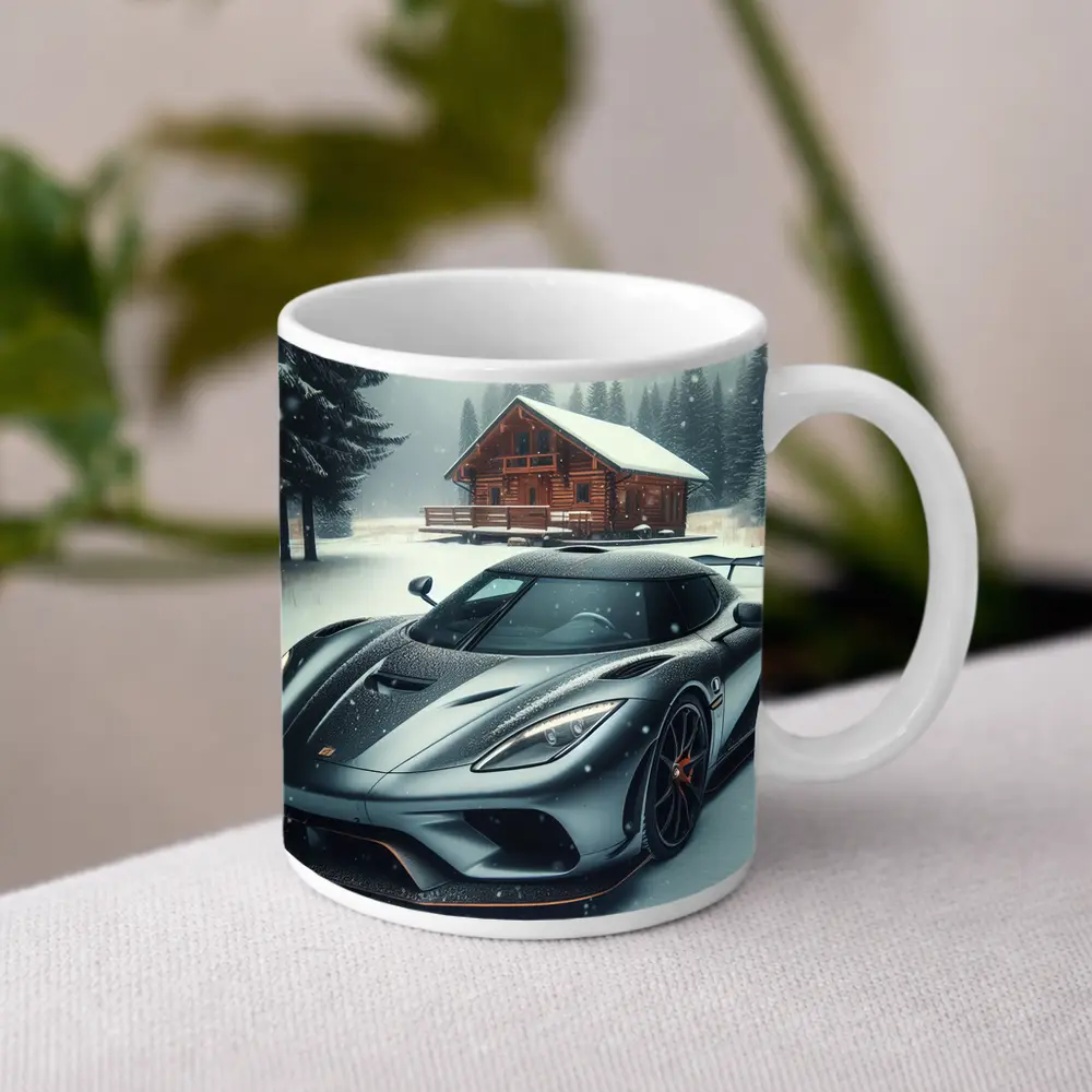 Koenigsegg Regera Grey Supercar Snowy Forest – Mugs
