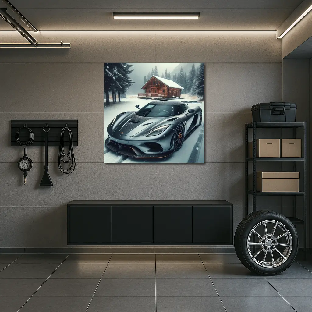 Koenigsegg Regera Grey Supercar Snowy Forest – Wall Art