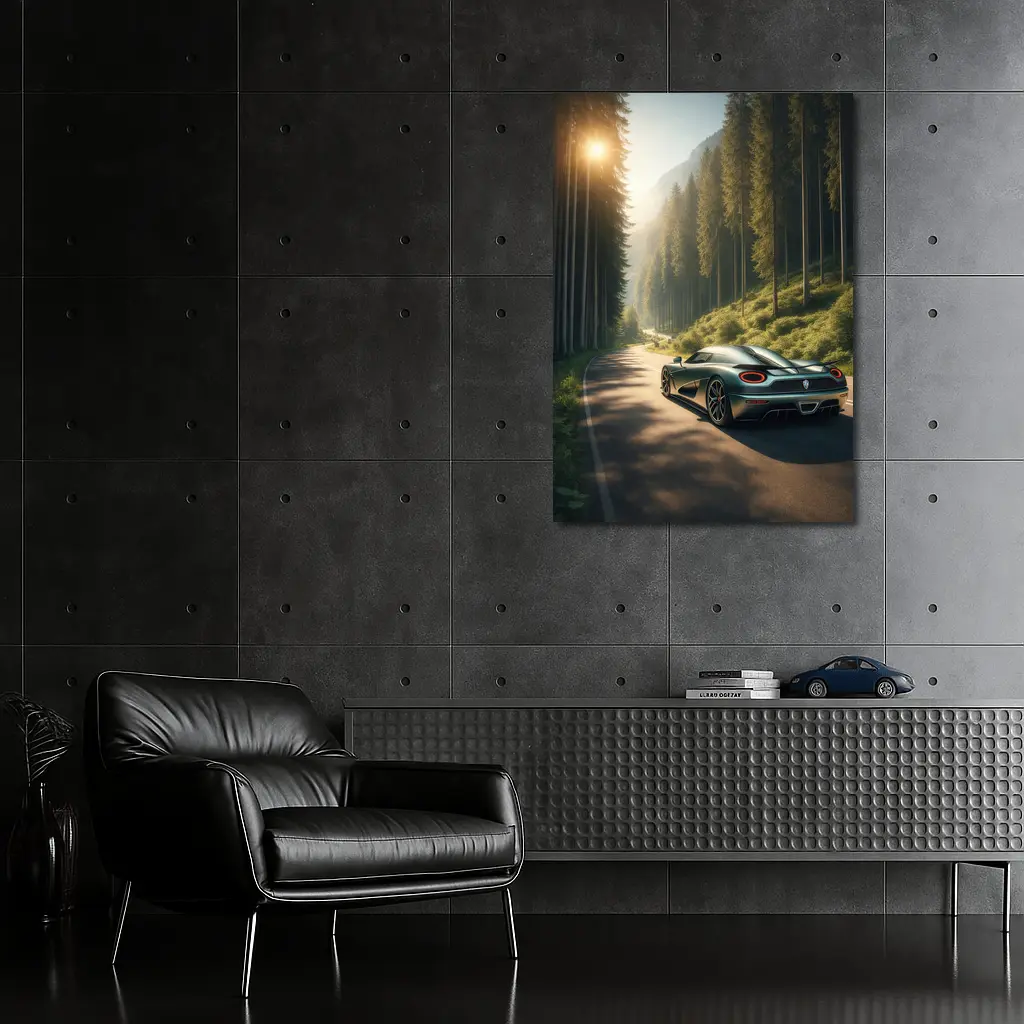 Koenigsegg Regera on Forest Mountain Road – Wall Art