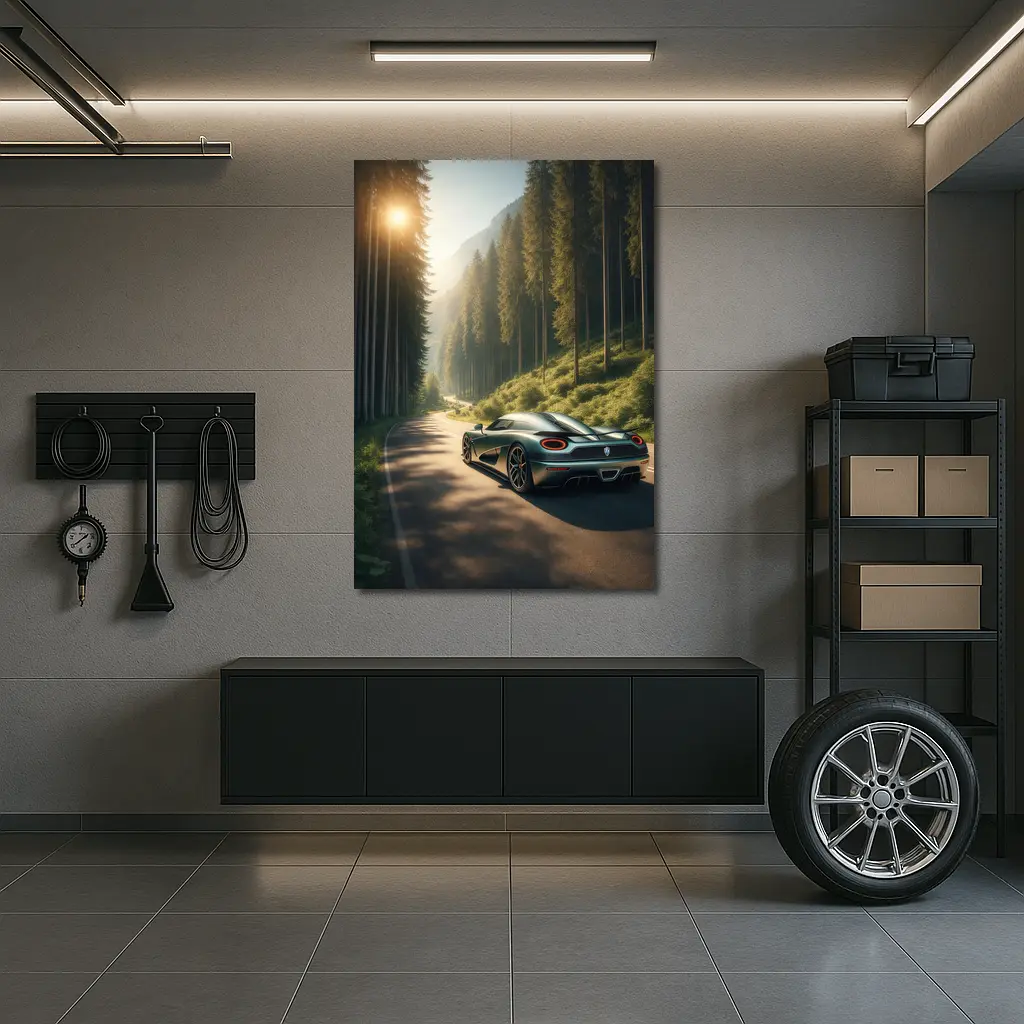 Koenigsegg Regera on Forest Mountain Road – Wall Art
