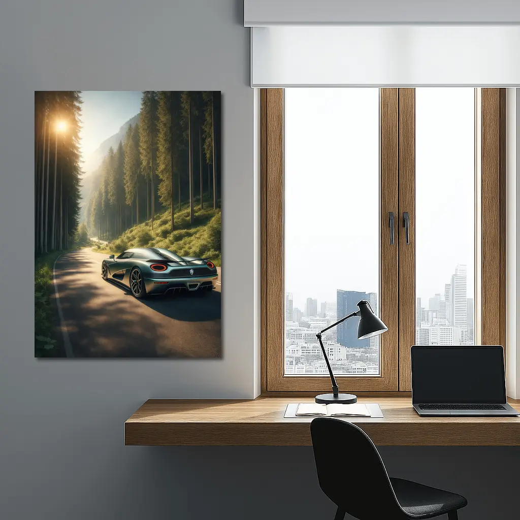 Koenigsegg Regera on Forest Mountain Road – Wall Art