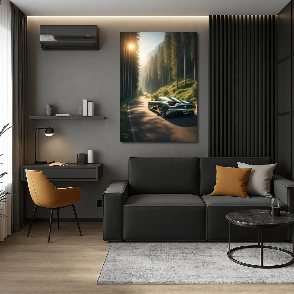 Koenigsegg Regera on Forest Mountain Road – Wall Art