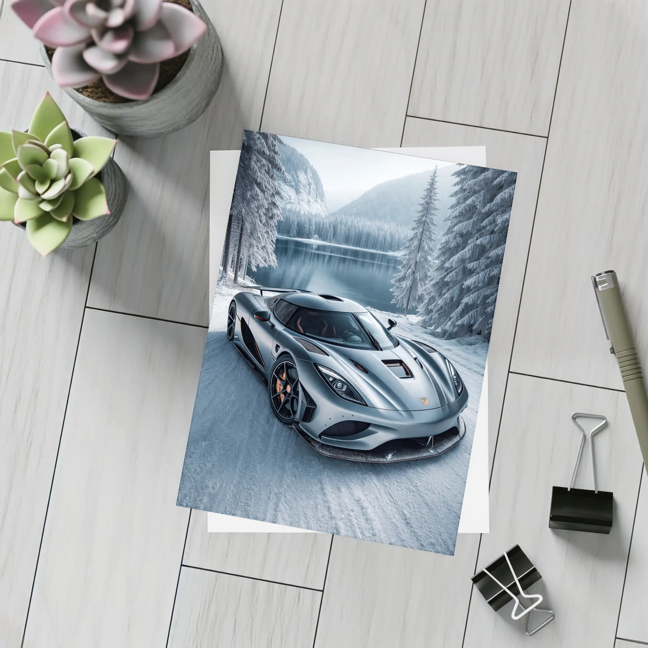 Koenigsegg Regera Matte Gray Winter Lake – Postcards