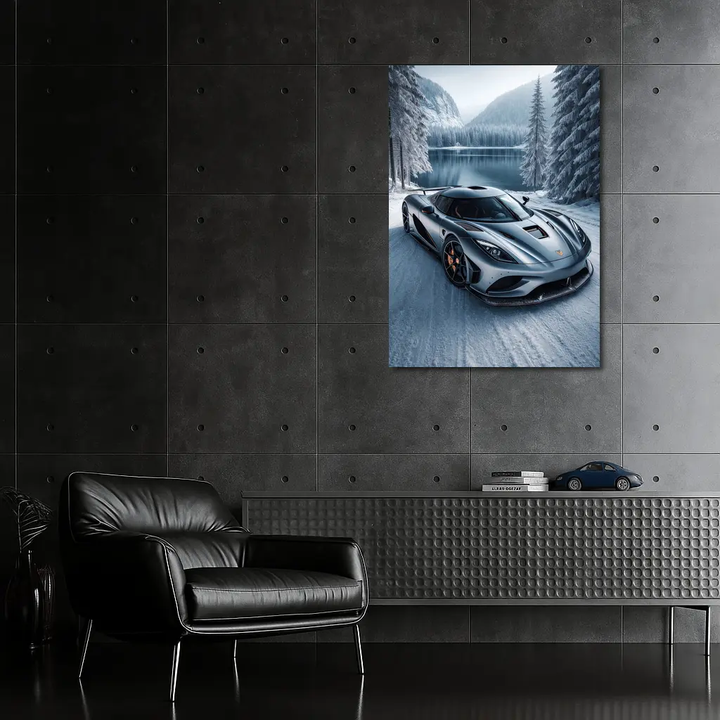 Koenigsegg Regera Matte Gray Winter Lake – Wall Art