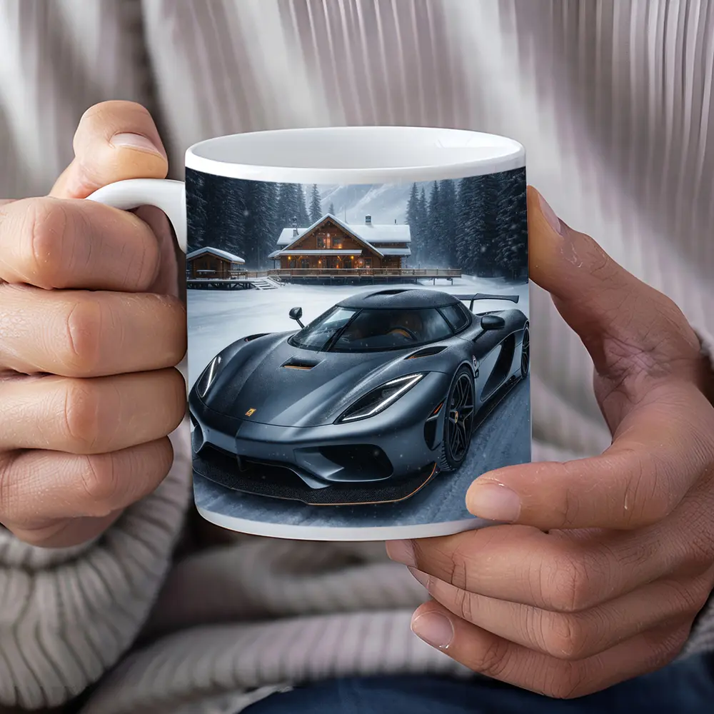 Koenigsegg Regera Matte Gray Winter Snow Scene – Mugs