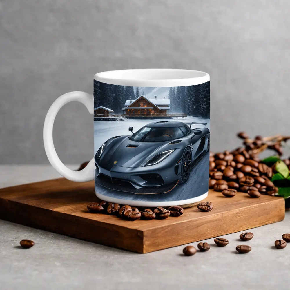 Koenigsegg Regera Matte Gray Winter Snow Scene – Mugs
