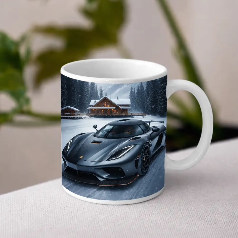 Koenigsegg Regera Matte Gray Winter Snow Scene – Mugs