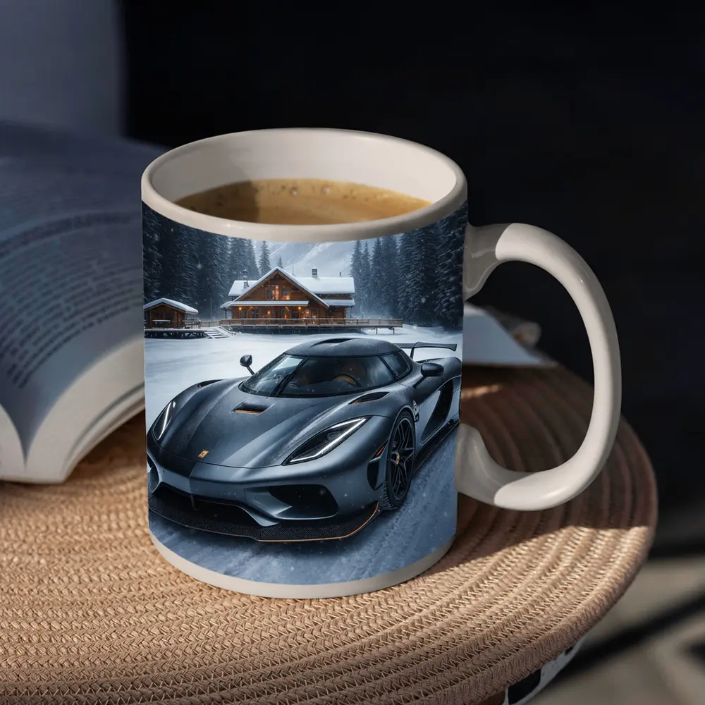 Koenigsegg Regera Matte Gray Winter Snow Scene – Mugs