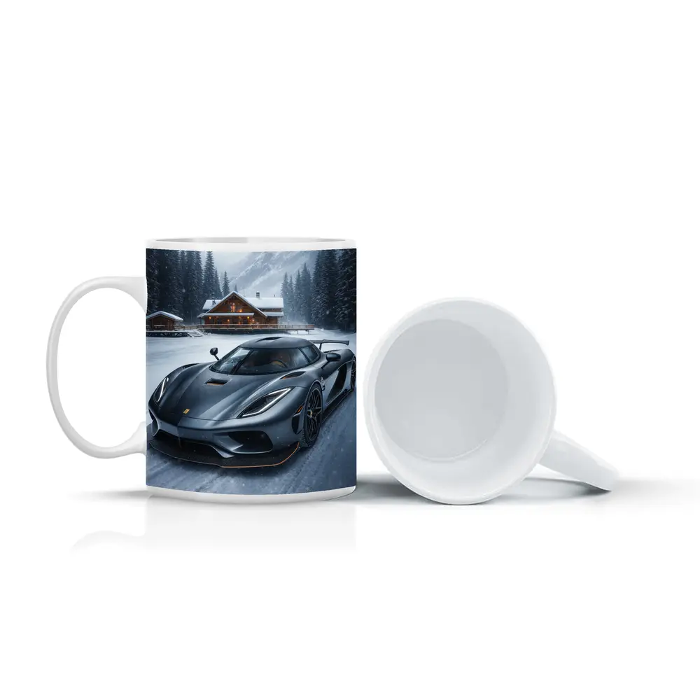 Koenigsegg Regera Matte Gray Winter Snow Scene – Mugs