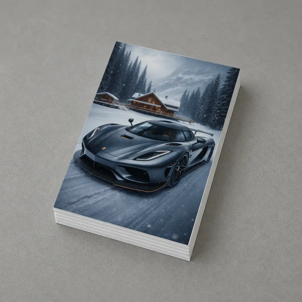 Koenigsegg Regera Matte Gray Winter Snow Scene – Postcards