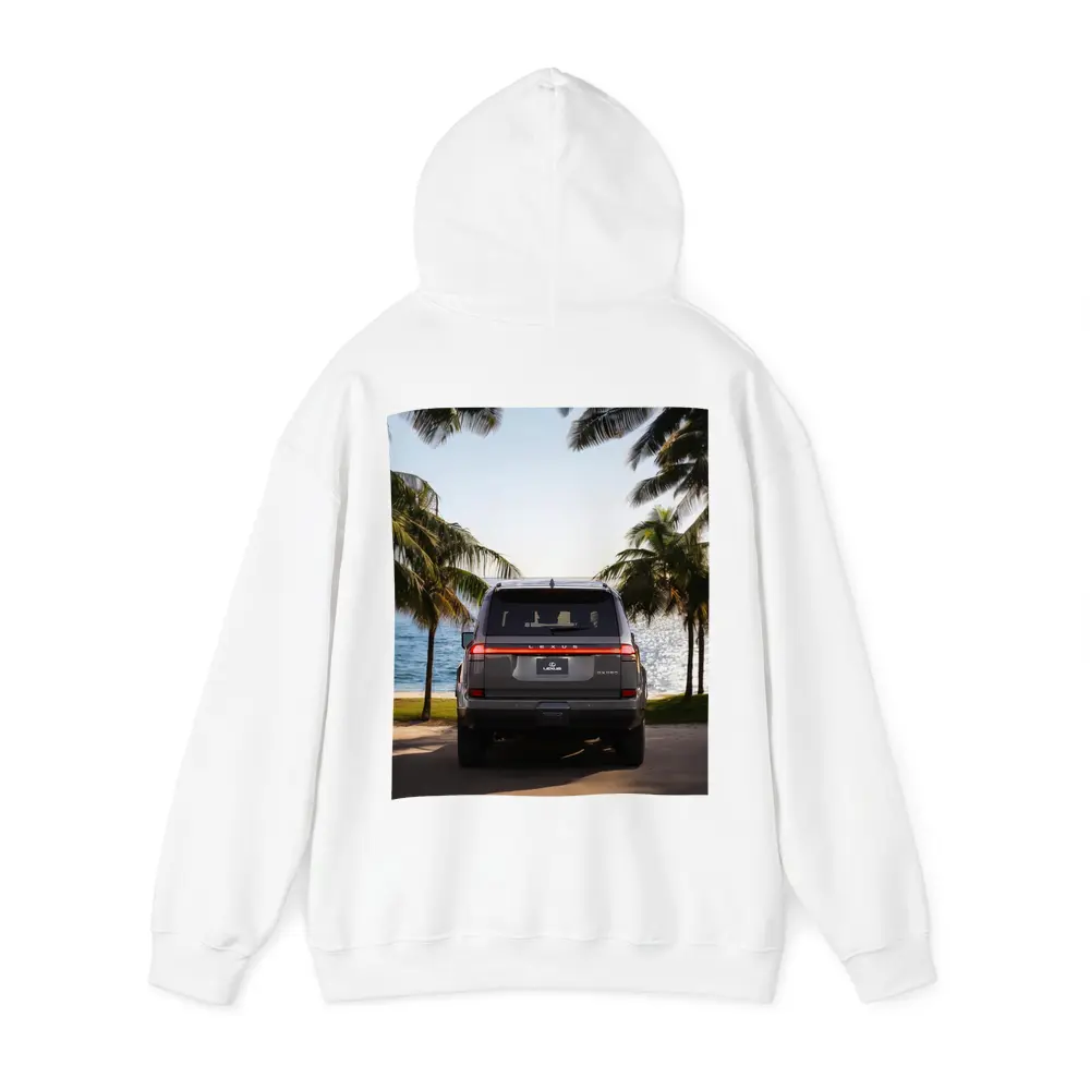 Lexus GX Rear View Tropical Beach Setting – Hoodies