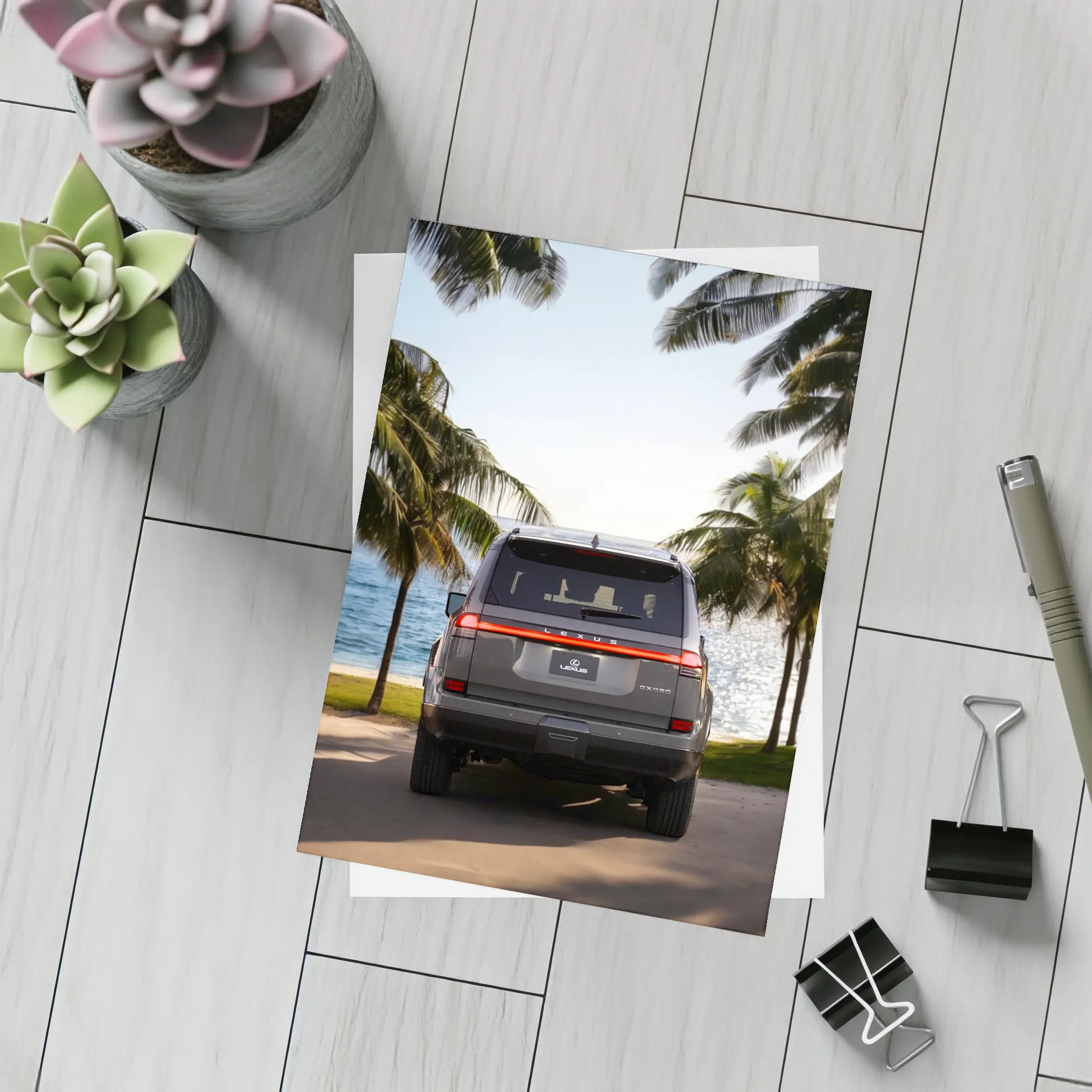 Lexus GX Rear View Tropical Beach Setting – Postcards