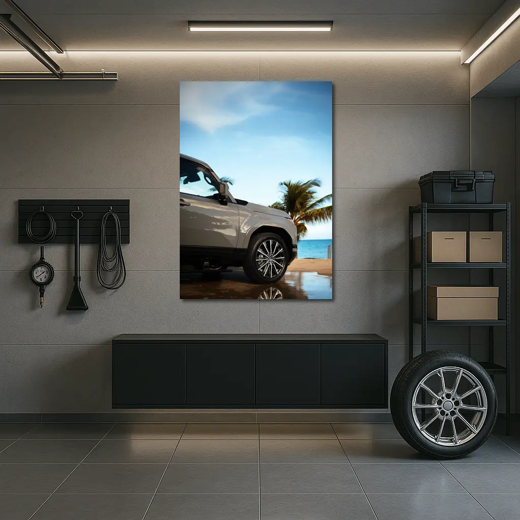 Lexus GX SUV Parked at Tropical Beach – Wall Art
