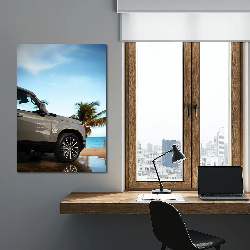 Lexus GX SUV Parked at Tropical Beach – Wall Art