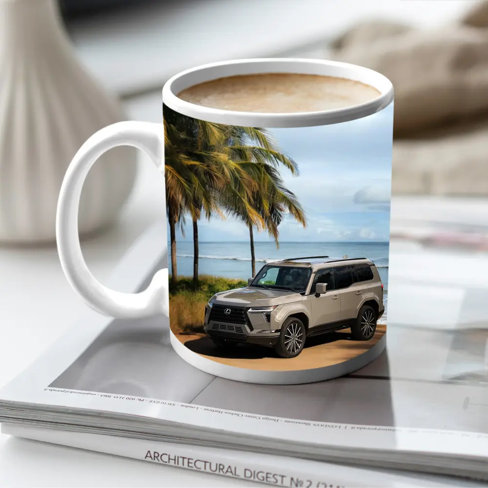 Lexus GX Parked on Sandy Beach Shore – Mugs
