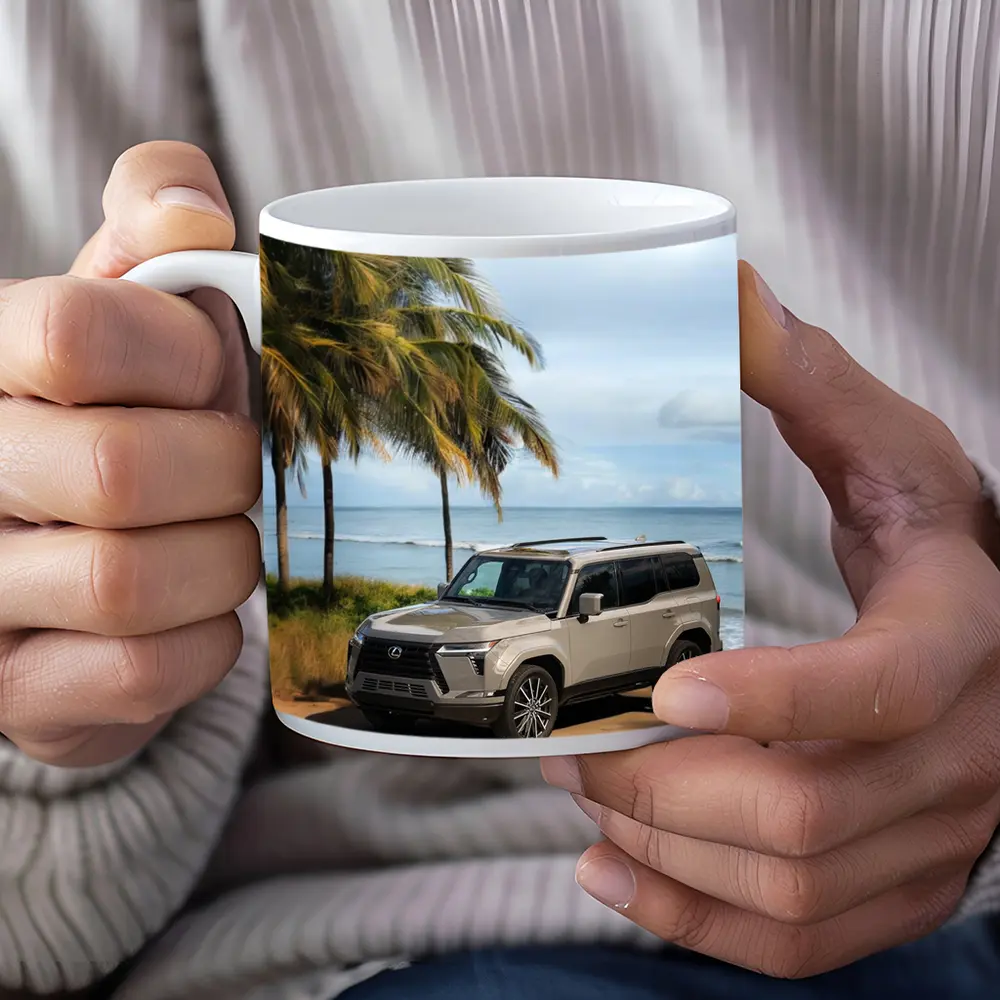 Lexus GX Parked on Sandy Beach Shore – Mugs
