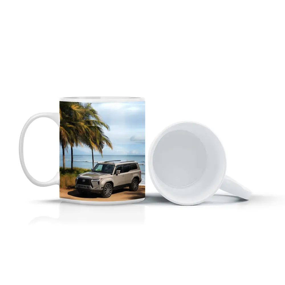 Lexus GX Parked on Sandy Beach Shore – Mugs