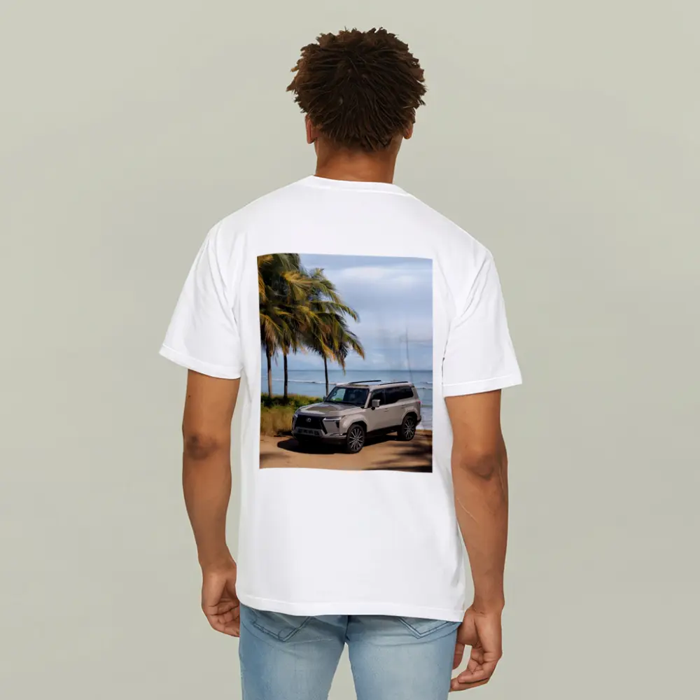 Lexus GX Parked on Sandy Beach Shore – T-Shirts