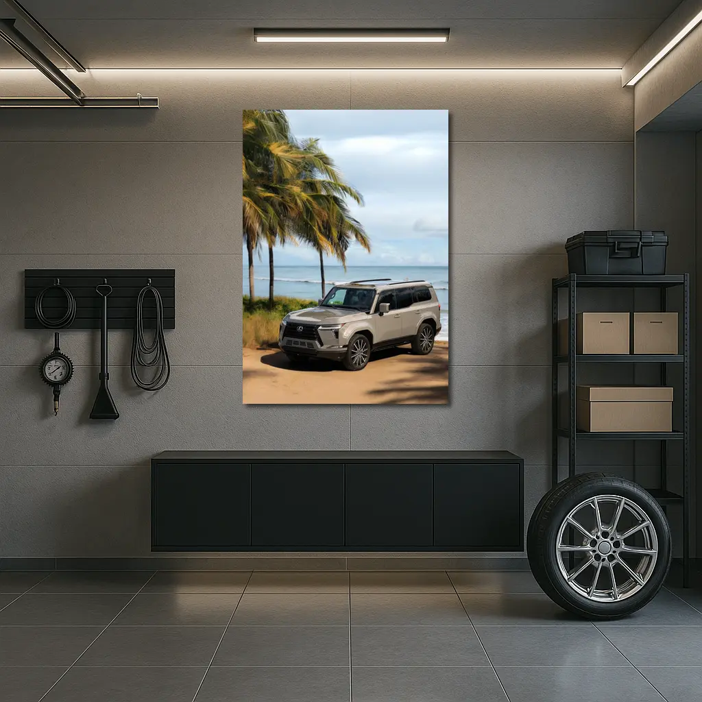 Lexus GX Parked on Sandy Beach Shore – Wall Art