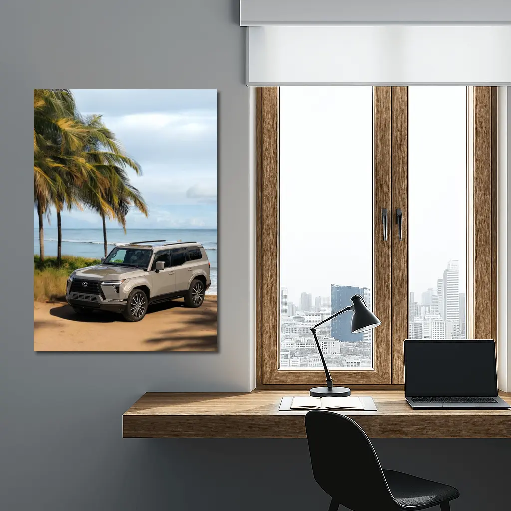 Lexus GX Parked on Sandy Beach Shore – Wall Art