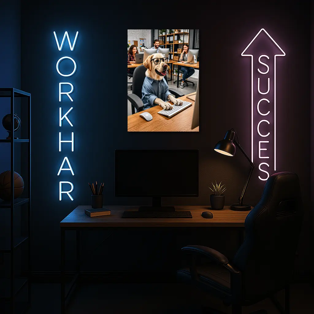 Labrador Retriever In Glasses Office Worker – Wall Art