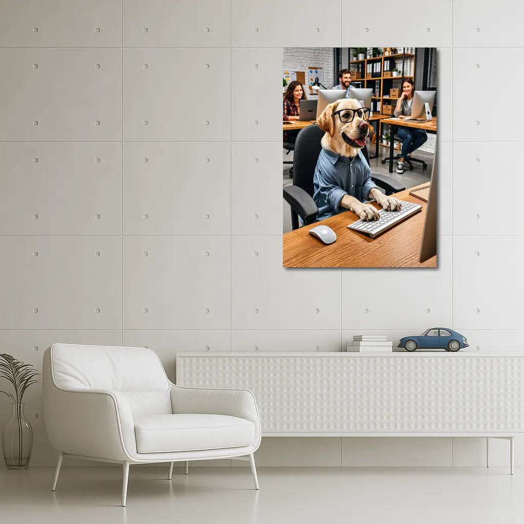 Labrador Retriever In Glasses Office Worker – Wall Art