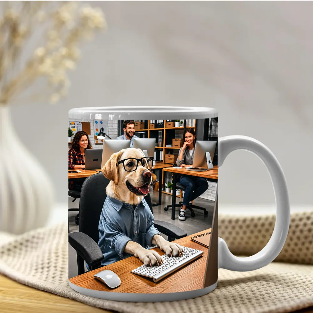Labrador Retriever In Glasses Office Worker – Mugs