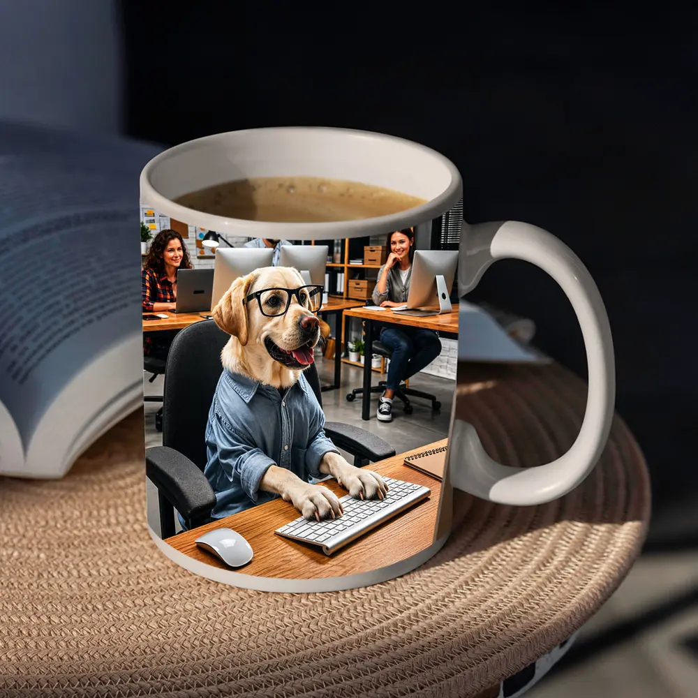 Labrador Retriever In Glasses Office Worker – Mugs