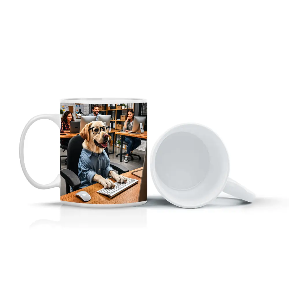 Labrador Retriever In Glasses Office Worker – Mugs
